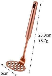 Stainless Steel Potato Masher for Non-Stick, Sturdy and Durable Whole Shaped Food Masher Hand Kitchen Aid, Avocado Masher Kitchen Tool Dishwasher Safe (8 in, Rose Gold)