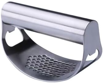 Garlic Press Rocker, Crusher Grinder Masher Bottle opener, Portable Manual Stainless Steel Wide Handle Garlic Crusher with Peeler(Style3-1pc)