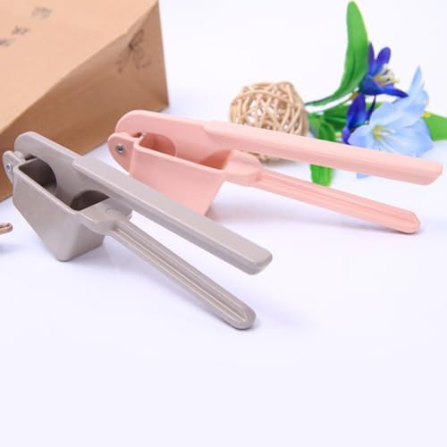 Multifunction Pink Alloy Garlic Press and Mincer Crusher with Peeling Function, Sturdy Kitchen Garlic Presser for Easy Crushing and Slicing, for Home Cooking and Food Preparation