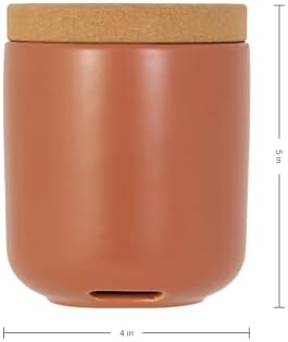 Kamenstein Ceramic and Cork Breathable Garlic Keeper to Allow Air Flow for Freshness; Stackable Space Saving Cork Lid, Natural Cork and Terra Cotta Ceramic, 4 x 4 x 5 Inch