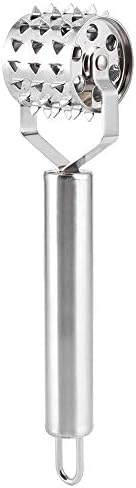 Kadimendium Stainless Steel Meat Tenderizer Roller Mallet Hammer Rolling Hammer Needle Roller Meat Hammer Meat Pounder Flatterner for Beef Steak Chicken Pork