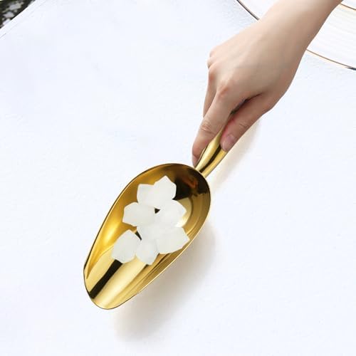Gold Foodservice Stainless Steel Bar Ice Flour Utility Scoop, 6-Ounce Round Bottom Small ice scoop For Multi-Purpose Use, Contoured Handle