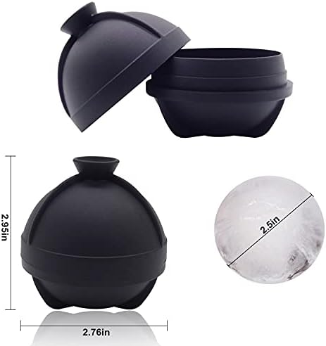 Silicone Ice Ball Molds with Built-in Funnel for Whiskey,Set of 4