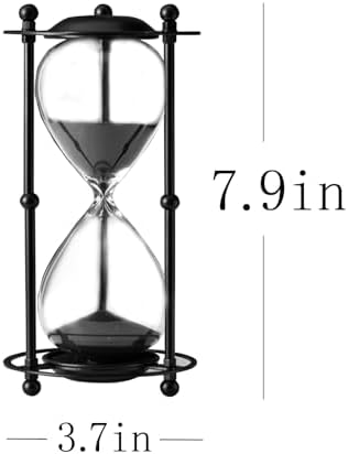 Hourglass Timer 30 Minute, Black Metal Sand Timer, Black