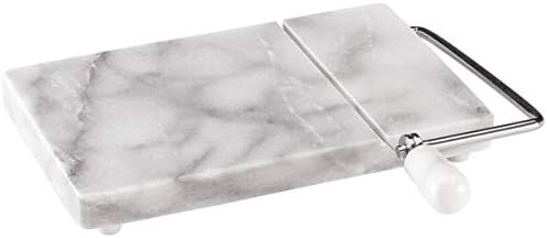 Marble Cheese Slicer & Serving Tray, 8 -x 5, Gray Marble with Steel Arm