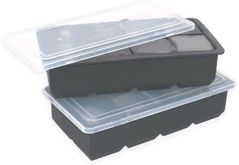 Bangp Large Ice Cube Trays 2 Pack,Big Ice Cube Molds with Removable Lids,Easy Release and Stackable Silicone Ice Cube Tray,Make 16 Big Square Ice Cubes for Whiskey,Cocktails