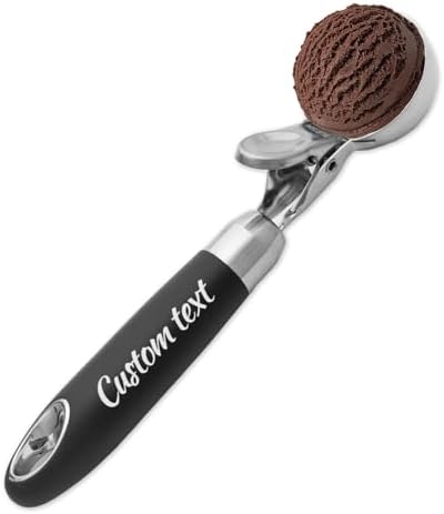 Personalized Ice Cream Scoop, Custom Engraved Cookie Scoops for Baking with Hang Hole, 18/8 Stainless Steel Ice Cream Scooper with Trigger Release, Cookie Dough Scoop with Non-slip Grip