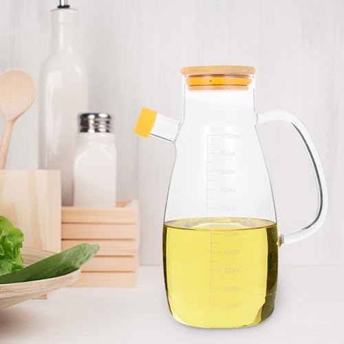 Kichvoe Glass Oil Dispenser Bottle with Handle and Scale 34Oz Kitchen Vinegar and Cooking Oil Container Easy Pour and Clean Home Use
