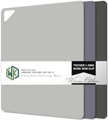 WK Flexible Plastic Cutting Boards for Kitchen, Cutting Board Mats Set of 3, Nonslip Cutting Board for Meat, Thin Cutting Sheets with Hole, Dishwasher Safe, BPA Free, 14.5x11.5"