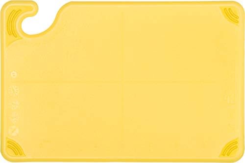 San Jamar Saf-T-Grip Plastic Cutting Board with Safety Hook, 6" x 9" x 0.375", Yellow, 6 Count