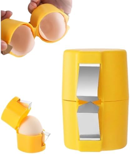 Egg Shell Opener, 2026 Upgrade Egg Shell Separator for Raw Eggs Gadgets Cracker Tool, Stainless Steel Eggs Cutter Eggs Cracker Tool Multifunctional Egg Cutter for Home Kitchen (Yellow, 1 pack)