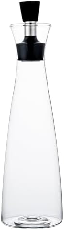 Restaurantware-Forma Professional 3 x 3 x 10.5 Inch Glass Oil Drizzler, 1 Borosilicate Olive Oil Dispenser - 17-Ounce Capacity, Stainless Steel Spout, Glass Bottle Dispenser, Silicone Cap, For Oils