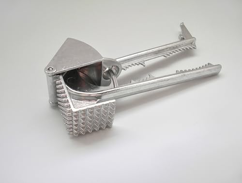 Tredoni Aluminium Big Garlic Press Masher with Head-Cleaner, Olive Pitter, Nutcracker, Meat Tenderizer & Fish Scraper