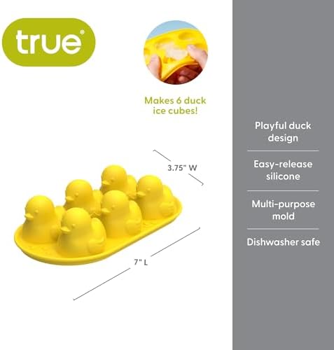 TrueZoo Quack the Ice Duck Ice Cube Tray, Easy Release Silicone Mold for Whiskey, Cocktails, Iced Tea, Jello Shots, Chocolates, Frozen Treats, Novelty Kitchen & Home Bar Gifts, Set of 1, Yellow