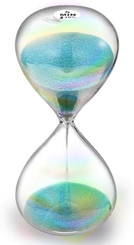 SuLiao Sand Timer 5 Minute Hourglass,Turquoise Sand Clock,Large Sand Watch 5 Min,Colorful Biloba Puff Minimalist Hour Glass Sandglass for Home,Desk,Office Decorative