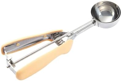 Restaurantware Comfy Grip 2 Ounce Ice Cream Scooper 1 Spring-Loaded Melon Ball Scoop - #20 Built-In Blade Yellow Stainless Steel Cookie Baller Dishwasher-Safe Heavy-Duty