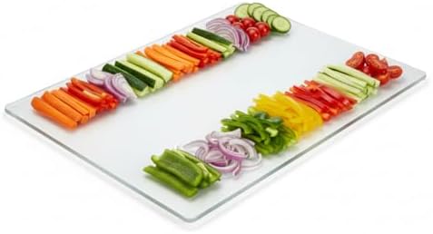 Large Acrylic Cutting Board, 16x10 Inch Non Slip Rubber Feet, Clear Pebble