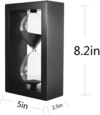 SAMLONG Hourglass 60 Minute Decorative Sand Timer, Wooden Black Sand Clock
