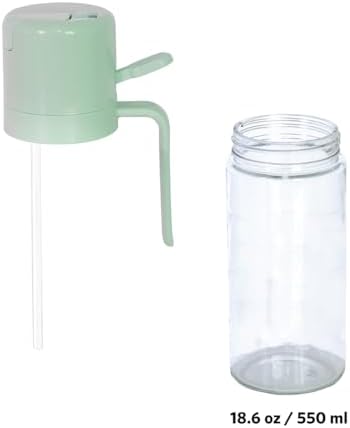 Glad 2 in 1 Oil Dispenser, 18.6oz/550ml - Olive Oil Sprayer for Cooking, Pouring Salad Dressing, and Grilling - Kitchen Gadget with Refillable Glass Bottle, Handle, and Mist or Pour Options - Green