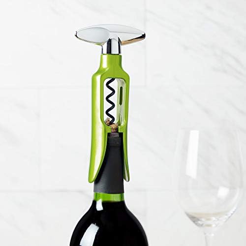 True Self Pulling Corkscrew Wine Opener, Durable Plastic with Easy Turn Chrome Handle, Wine Bottle Opener for Bartenders, Bar Cart Accessories, Home Bar, Kitchen, Set of 1, Colors May Vary