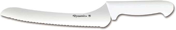 Dynamic Pro-Grip, Santoprene, Softgrip, 9" Bread, Offset Knife, White, large
