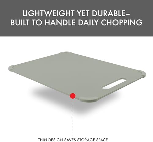 Dexas Fresh Prep 3-Pack Non-Slip Cutting Board Set – Dishwasher Safe Plastic Boards with Silicone Grip Corners & Handle, Sage (14.17" x 10.63", 12.6" x 9.06", 11.02" x 7.48")
