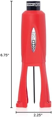 Cork Pops Legacy Wine Opener Built-in 4-Blade Foil Cutter Safe Cork Removal, Effortless Push Button Use, Needle Guard for Safety, Low-Pressure Cartridge Opens Up To 60 (Red, With 1 Cartridge)