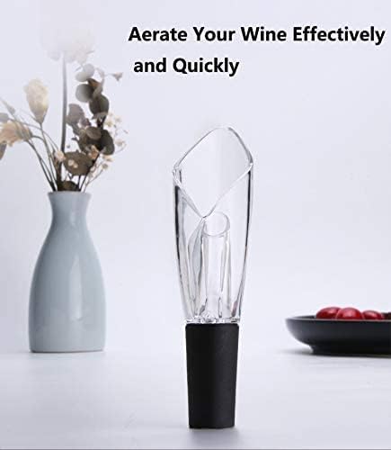 2 Pack Wine Aerator Pourer Spout Premium Wine Aerator Tulips Shaped Aerator Wine Pour Wine Bottle Aerator Pourer for Red and White Wine Lover Gift, Black