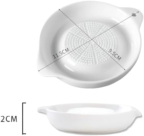 1 Pack Advanced Ceramic Grater Plate for Ginger, Garlic, Onion, Cheese, Lemon, Chocolate, Vegetables and Fruits in Kitchen, White, 4 Inches