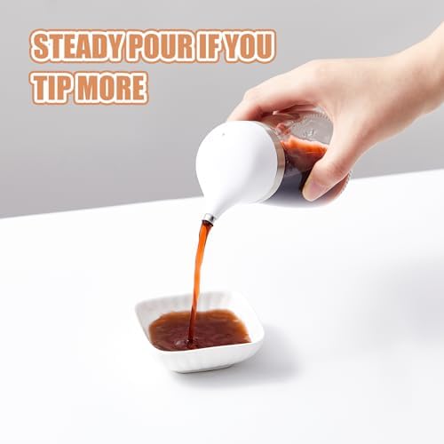 1 Pcs Soy Sauce Dispenser 5 oz, Glass Non Drip White