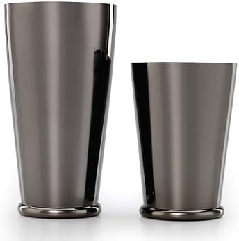 Barfly Cocktail Shaker Set with Weighted Bottom, Deluxe 18 and 28 oz, Gunmetal Black