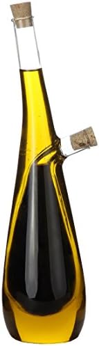 Lily's Home Glass Olive Oil and Vinegar Dispenser Bottle, for Kitchen Counter Cooking Salad, Dressing Leakproof 2 in 1 Cruet Containers (15 Ounces & 10 Ounces)