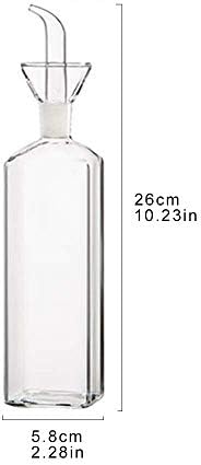 LandHope Oil Bottle Glass Olive Oil Dispenser Bottle Glass Cooking Oil Vinegar Measuring Dispenser with Spout for Kitchen and BBQ (500 ml/17 oz,2 Pack)