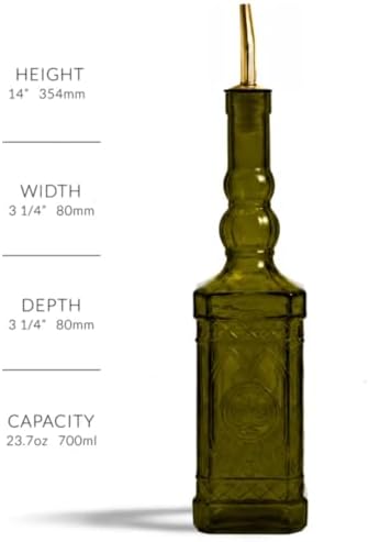 COURONNE CO. Recycled Glass Oil & Vinegar Bottle with Pour Spout, Green