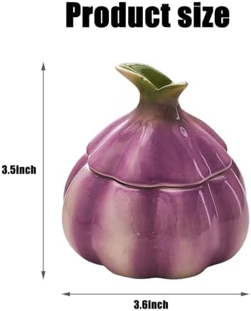 Ceramic Garlic Keeper - Onion Shaped Storage Container with Lid for Fresh Garlic in Kitchen