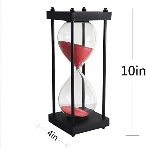 SAMLONG Large Hourglass Timer 60 Minute, Black Wooden Sandglass, Red