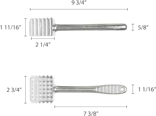 TrueCraftware- 9-7/8" Meat Tenderizer Aluminum Head and Handle- Meat Tenderizer Hammer Dual-side Mallet for Kitchen Heavy Duty Pounder For Tenderizing Steak Beef Chicken and Fish