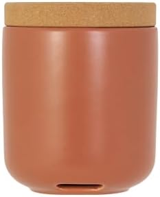 Kamenstein Ceramic and Cork Breathable Garlic Keeper to Allow Air Flow for Freshness; Stackable Space Saving Cork Lid, Natural Cork and Terra Cotta Ceramic, 4 x 4 x 5 Inch