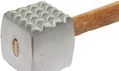TrueCraftware- 13" Aluminum Meat Tenderizer with Wooden Handle- Meat Tenderizer Hammer Dual-side Mallet for Kitchen Heavy Duty Pounder For Tenderizing Steak Beef Chicken and Fish