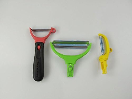 Tupperware Universal Peeler + Handle + 3 Attachments - Julienne, Multi-Purpose Food Peeler - Stainless Steel Blade & Body