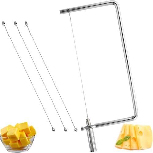 Cheese Slicer Accessories Kitchen Knife Marble Board Cheese Cutter Stainless Steel Components DIY for Making Giftable Cheese Block Cutting Boards with Wire Slicer Hardware Kit(1Slicer+4Wires)7.5"