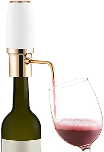 Automatic Wine Aerator Pourer Spout, Wine Air Aerator Pourer, Red Wine Aerator, Electric Wine Decanter with Aerator USB Rechargeable, Gifts idea for Wine Lovers White & Gold
