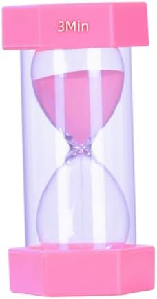 Colorful Sand Timers, Hourglass Sand Timers 3 Minute Sandglass Timer with Protective Cover for Toothbrush Timer Games Classroom Home Office Cooking(Pink+3Min
