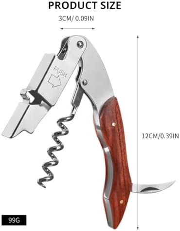 DUTHINGS - Wine Opener with Leather Case, Stainless Steel Corkscrew Wine Opener with Wood Handle, Waiters Corkscrew Wine Key for Bartenders