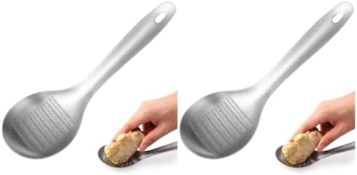 2 Pack Stainless Steel Ginger Grater Garlic Crusher Spoon Shape Kitchen Tool for Garlic Grinding, Ginger Paste, and Food Preparation