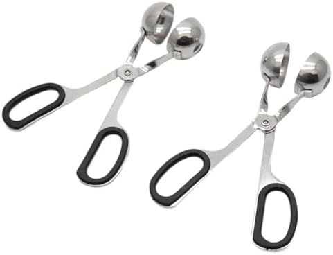 2 Pcs Meatball Maker Tongs None-Stick Meatball Maker Stainless Steel Meat Ballers Scoop Ball Maker Ice Tongs for Meat, Cake Pop, Ice Cream Scoop, Fruit, Cookie Dough, Melon - Black（M Size）