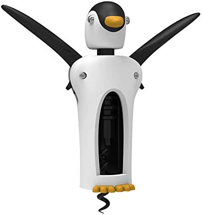 True Zoo Kingsley the Penguin Corkscrew Wine Opener, Winged Design with Easy Grip Soft Touch Wings, Stainless Steel and Plastic with Sharp Screw for Wine Bottles, Home Bar, Kitchen, Novelty Gifts