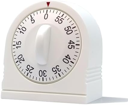 60 Minute Wind Up Timer, Visual Mechanical Timer with Loud Alarm, Manual Countdown Timers for Classroom, Home, Study and Cooking (White)