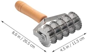 DOITOOL Stainless Steel Dough Lattice Roller Cutter with Wood Handle Noodle Pasta Cutter Wheel Lattice Pastry Tool for Dough Spaghetti Cookie Pie Pizza Bread Crust Roller