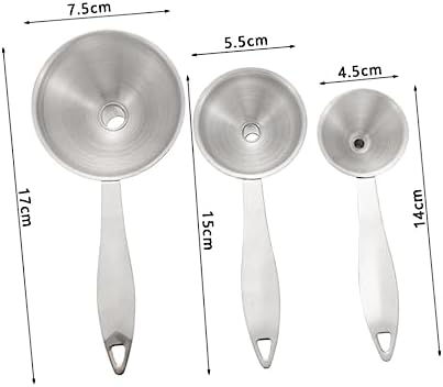 Stainless Steel Funnel Set 3 Piece Mini Size for Kitchen Use